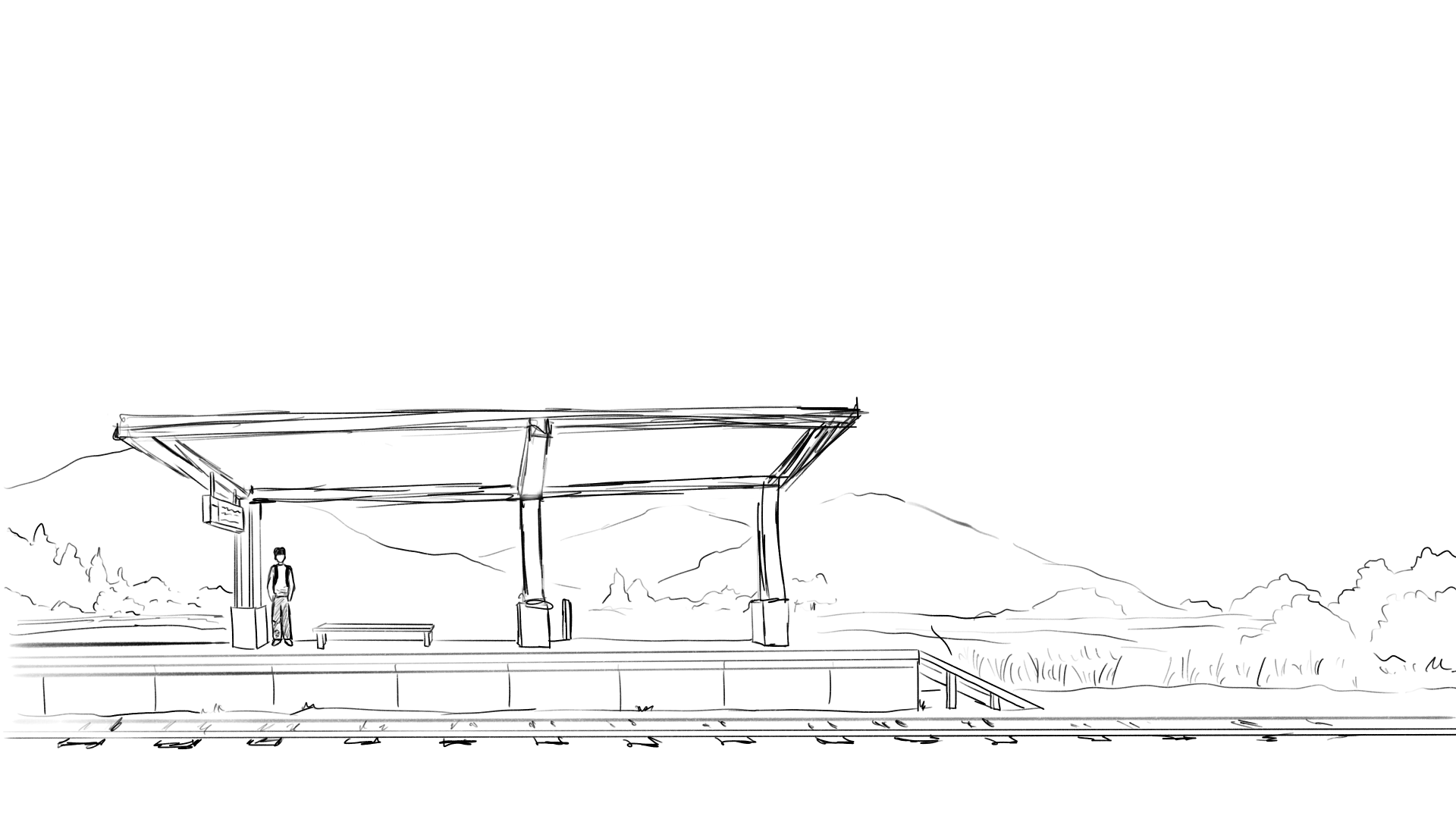 Hand-drawn animated scene